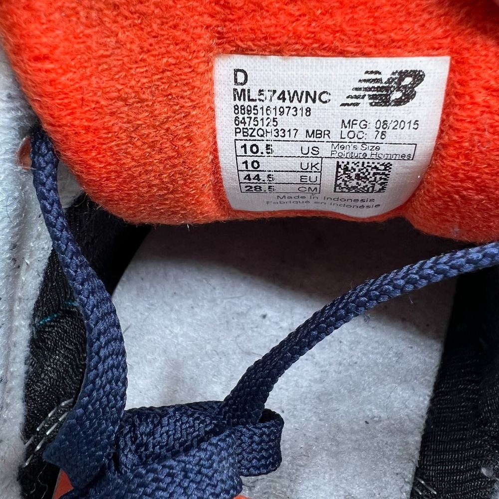 New Balance 574 Sneakers Men's Size 10.5 Navy Teal Orange Low Top ML574WNC - Picture 9 of 10